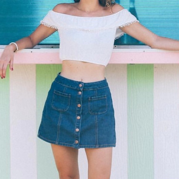 Bullhead Denim Mini Front Button Skirt 